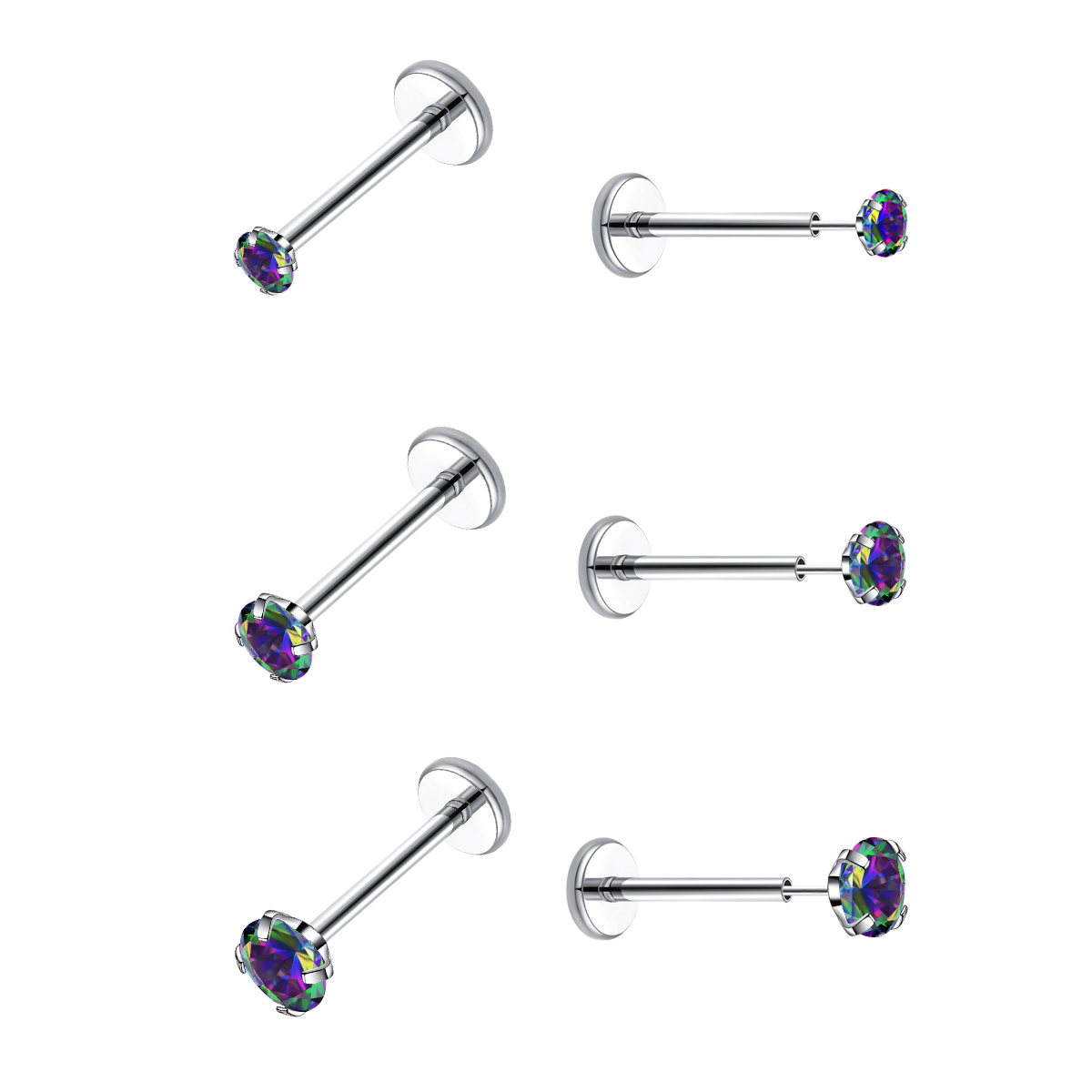 Tragus Flat Back - Anting-anting tanpa benang punggung datar 20G,
