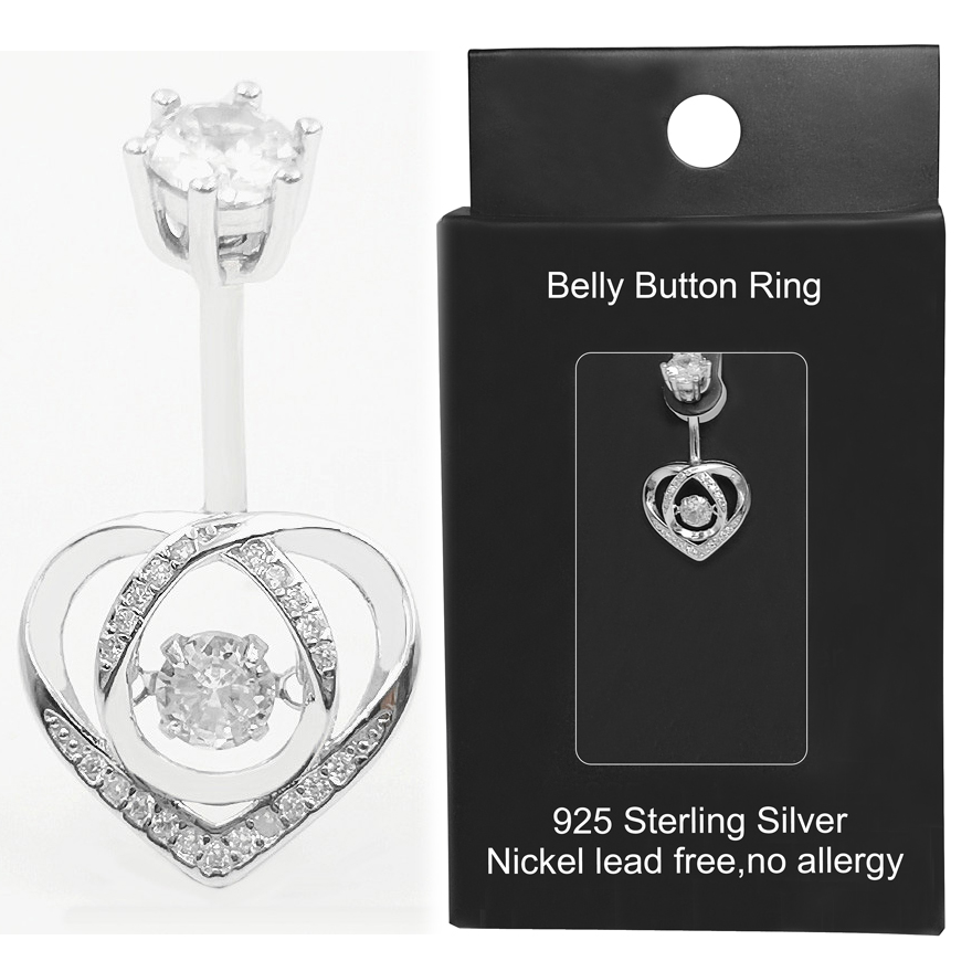 Body Jewelry Materials - Cincin pusar 925 Perak Murni Kubik