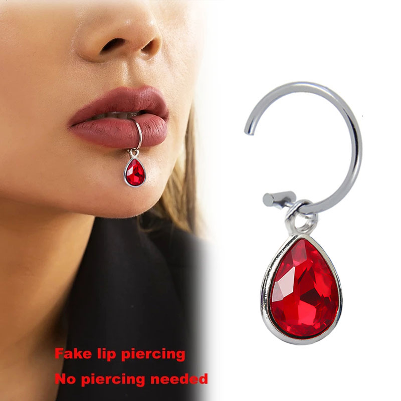 Body Jewelry Labret - 1 Buah Tindik Palsu Klip Bibir