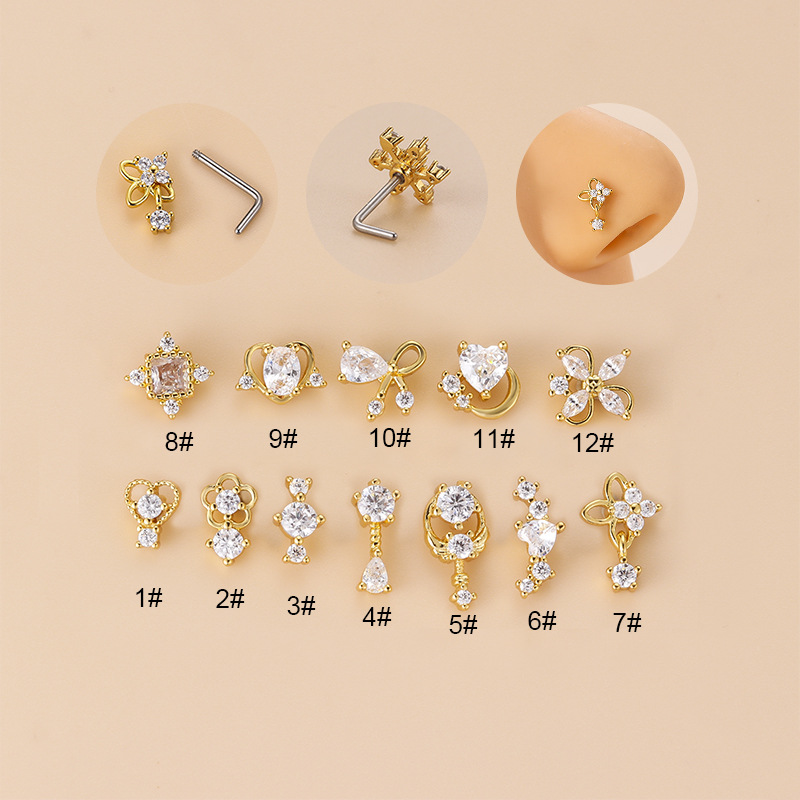 Body Jewelry Nose Ring - Anting Hidung Bentuk L 20G dengan