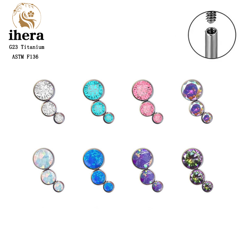 Body Jewelry Labret - Anting-anting stud zircon bulat titanium G23,