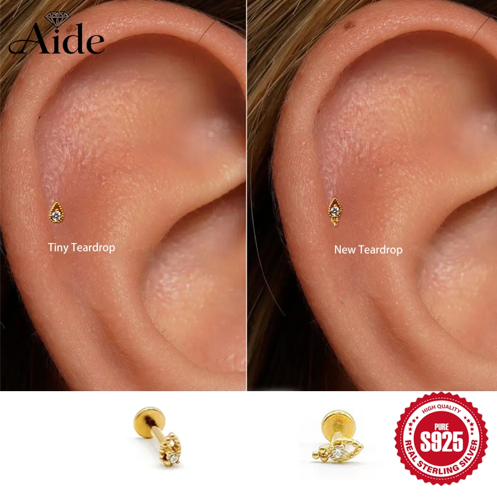 Tragus Flat Back - AIDE1 Pc 925 Sterling Silver Anting