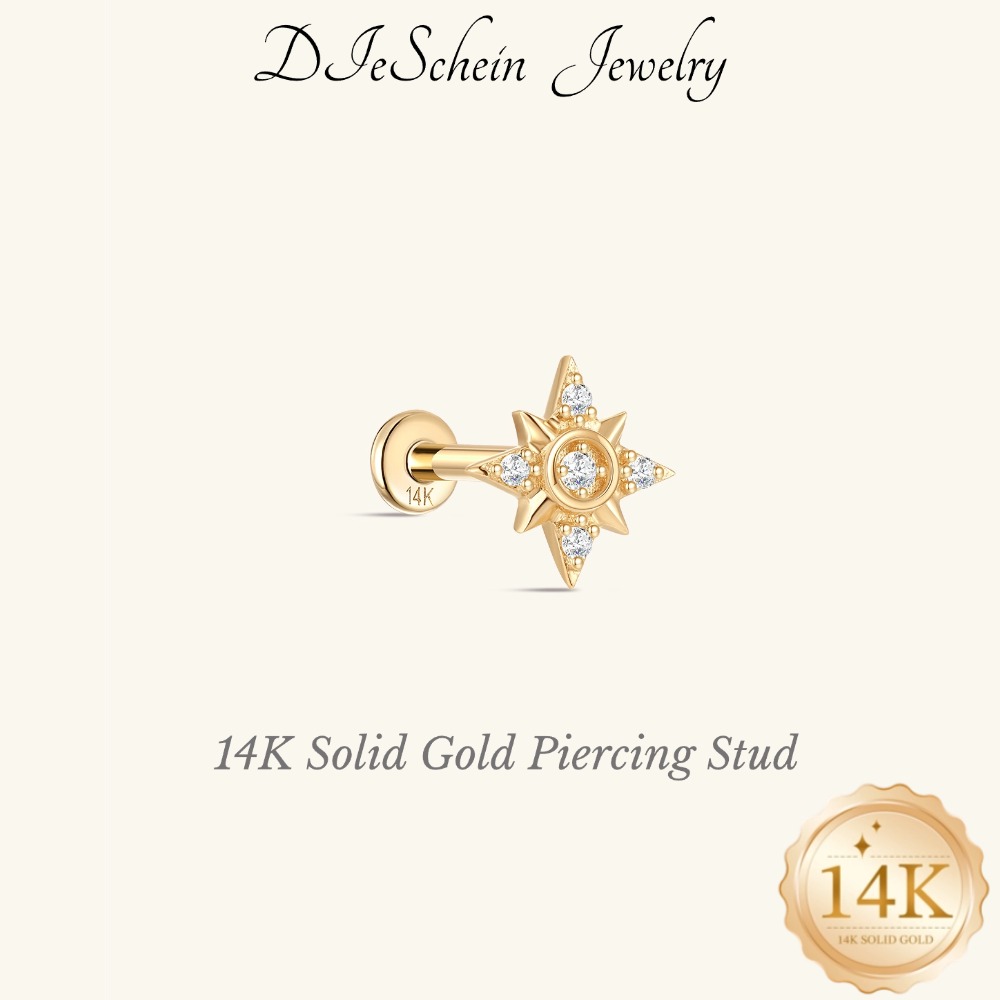 Tragus Flat Back - Anting Tusuk Emas Murni 14K dengan
