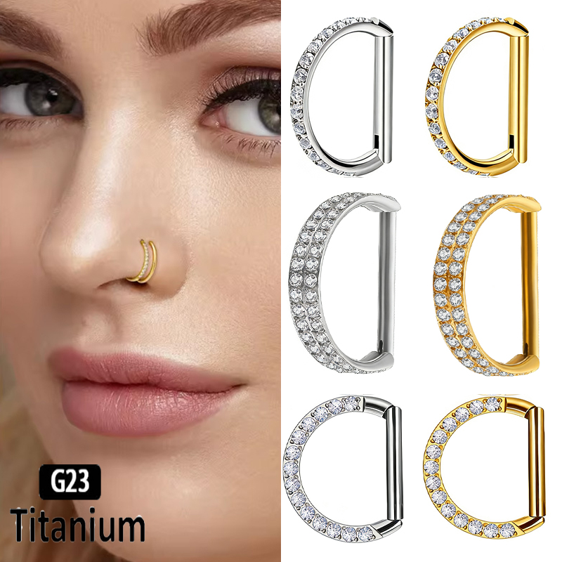 Rook Curved Barbell - Cincin Hidung Titanium G23 Model Engsel