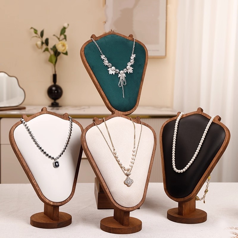 Body Jewelry Store - Stands pajangan kalung kayu dengan alas
