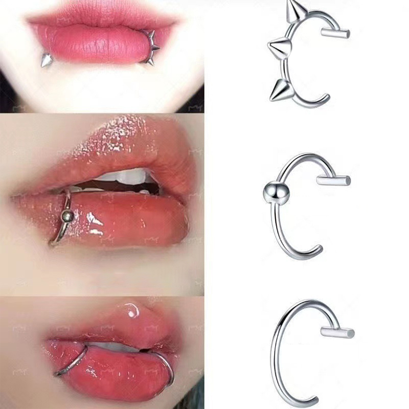 Body Jewelry Labret - 1Pc Cincin Hidung Palsu Stainless Steel,