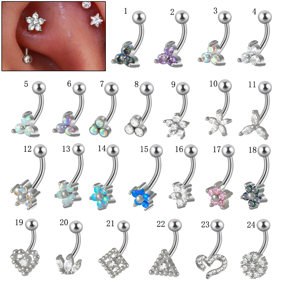 Rook Curved Barbell - 1 Buah G23 TItanium 16G Kristal