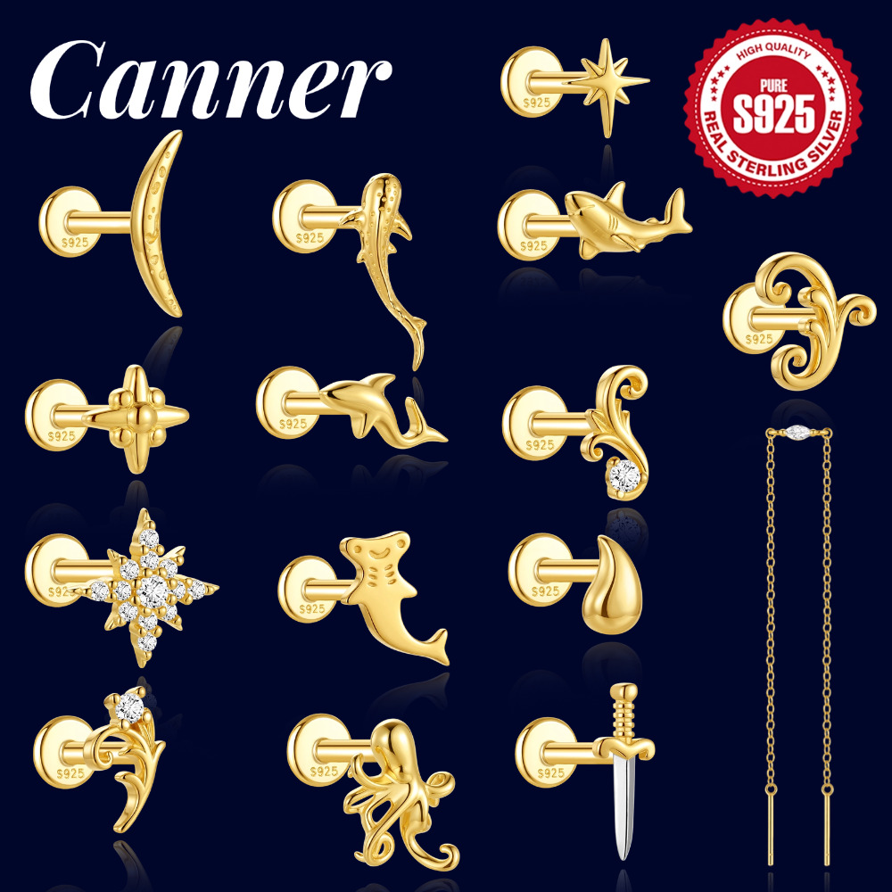 Tragus Flat Back - Anting-anting Helix Perak Sterling 925 Canner