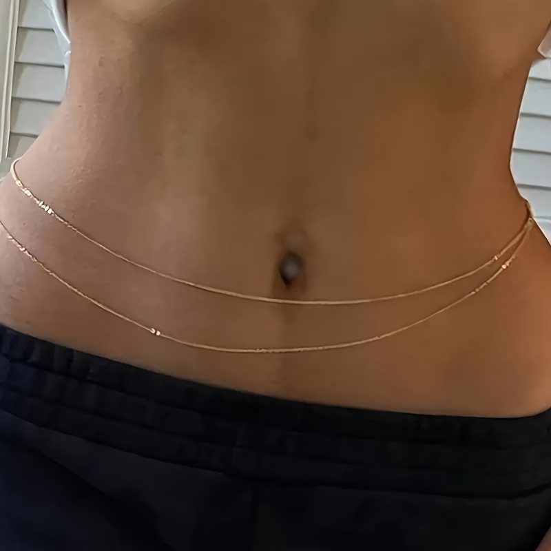 Body Jewelry Waist Chains - Sabuk rantai pinggang logam emas dua