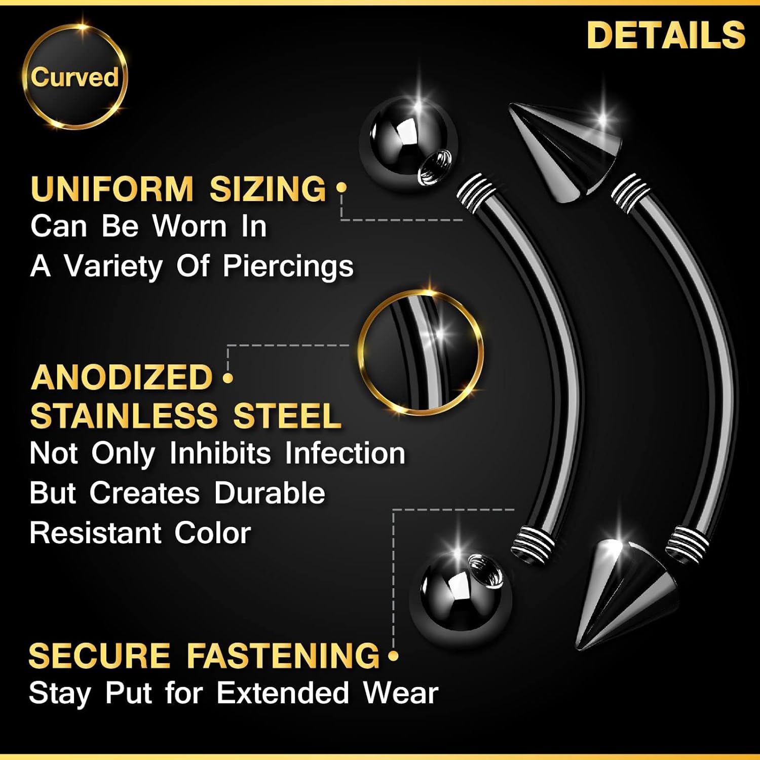 32pc/set Anting Tindik Baja Be - Rook Curved Barbell ulasan dan harga