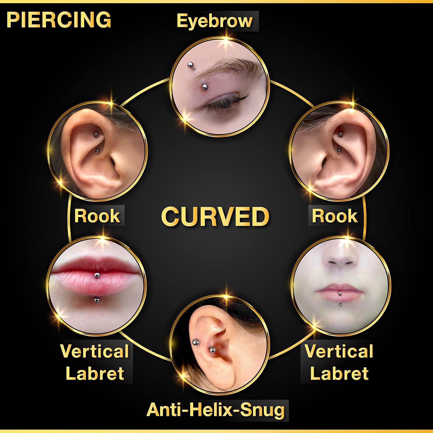 32pc/set Anting Tindik Baja Be - Rook Curved Barbell ulasan dan harga