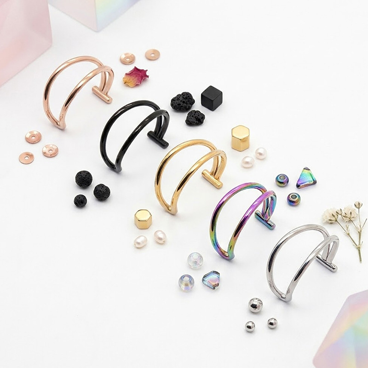 2 buah set cincin hidung palsu - Body Jewelry Labret ulasan dan harga