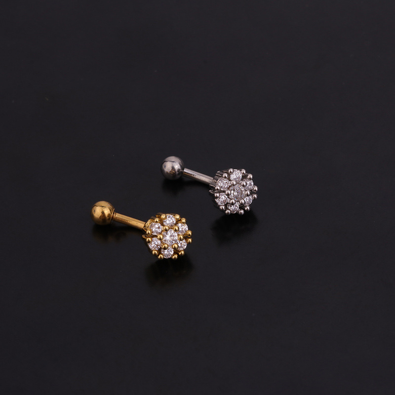 1 buah mahkota bunga CZ Cincin - Rook Curved Barbell ulasan dan harga