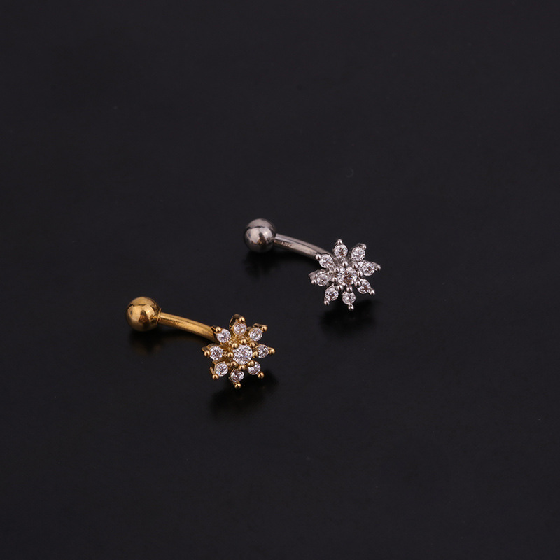 1 buah mahkota bunga CZ Cincin - Rook Curved Barbell ulasan dan harga
