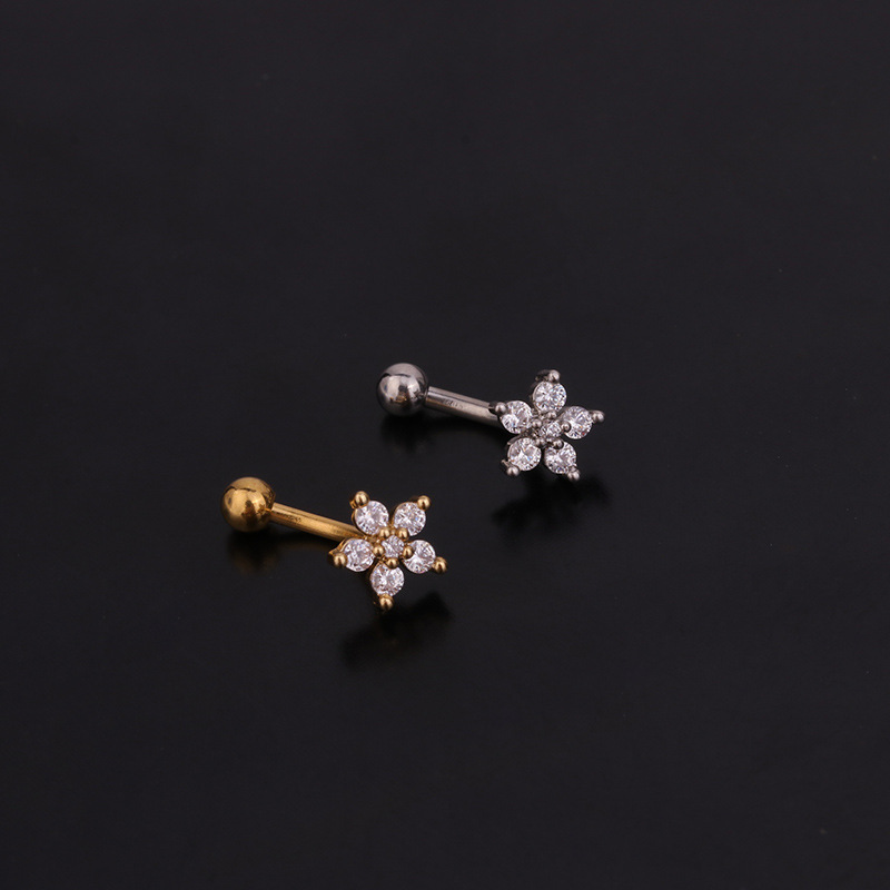 1 buah mahkota bunga CZ Cincin - Rook Curved Barbell ulasan dan harga