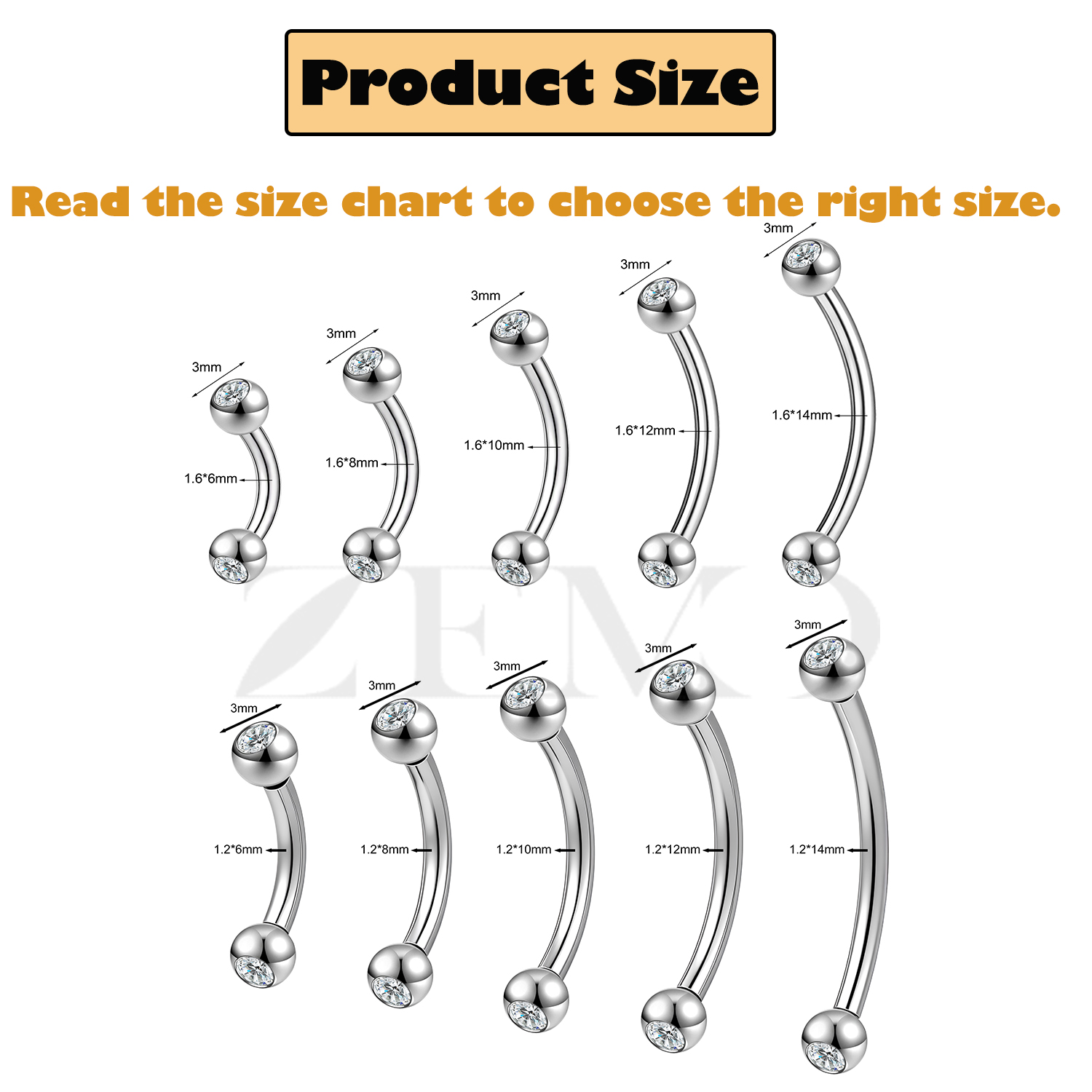 ZEMO 1 Buah 14/16G Cincin Alis - Rook Curved Barbell ulasan dan harga