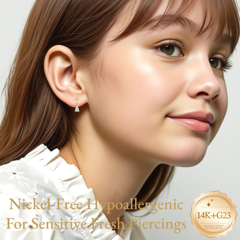 Anting-anting stud emas 14K DI - Tragus Flat Back ulasan dan harga