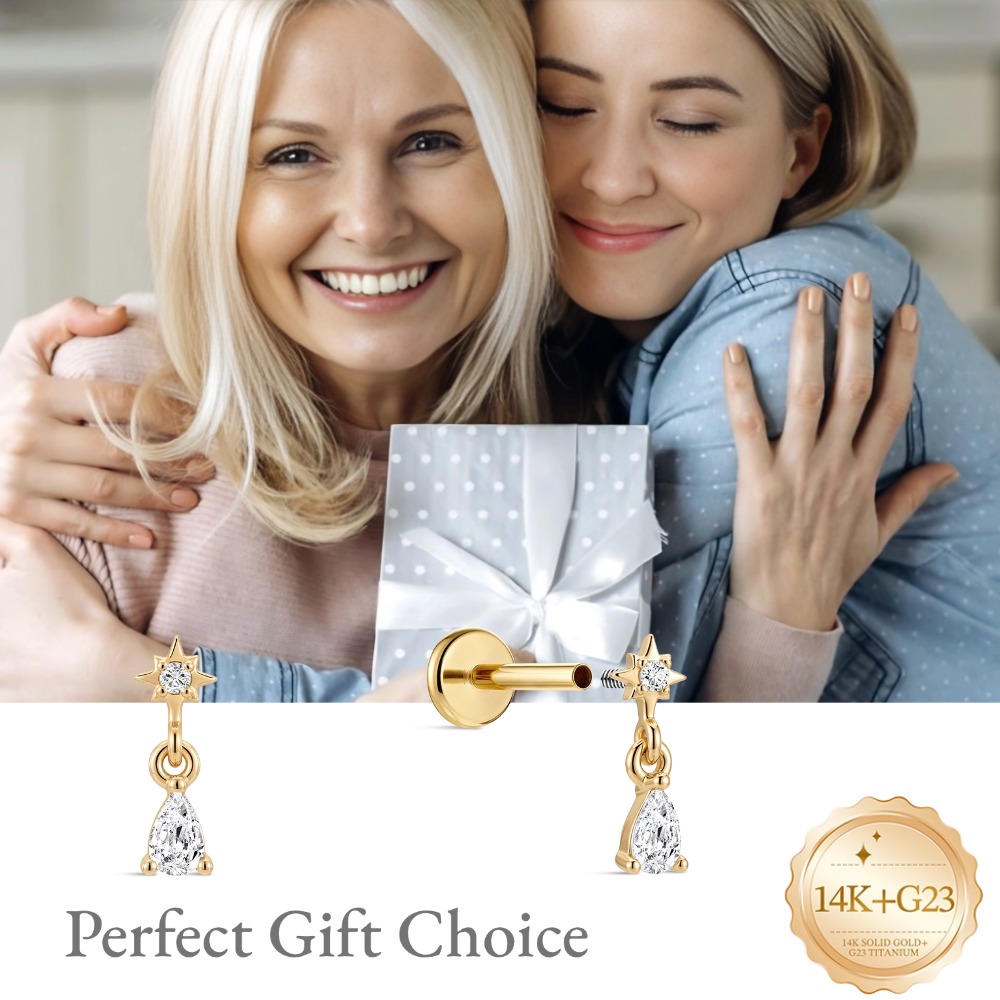 Anting-anting stud emas 14K DI - Tragus Flat Back ulasan dan harga