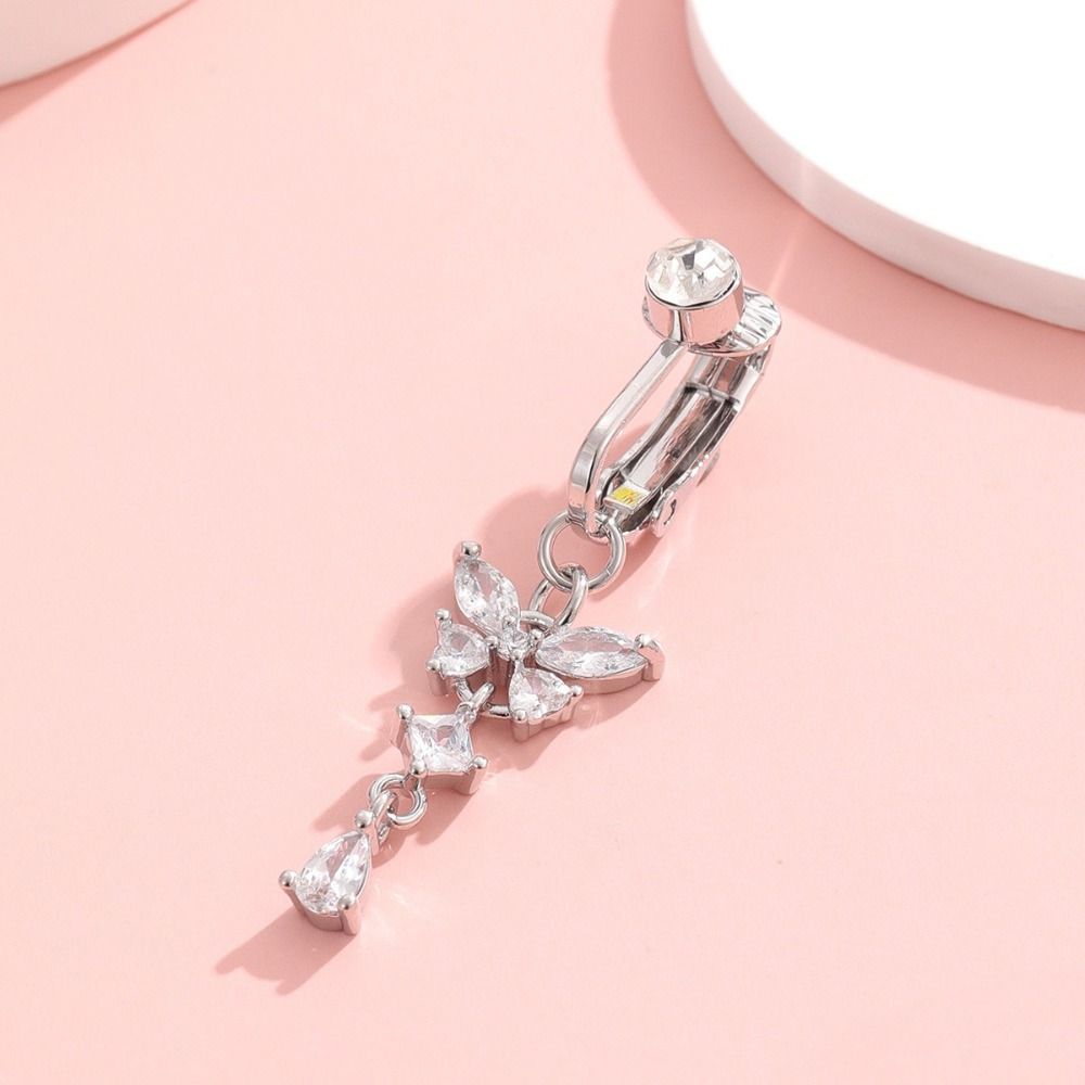 Cincin Pusar Palsu Desain Kupu - Body Jewelry Materials ulasan dan harga