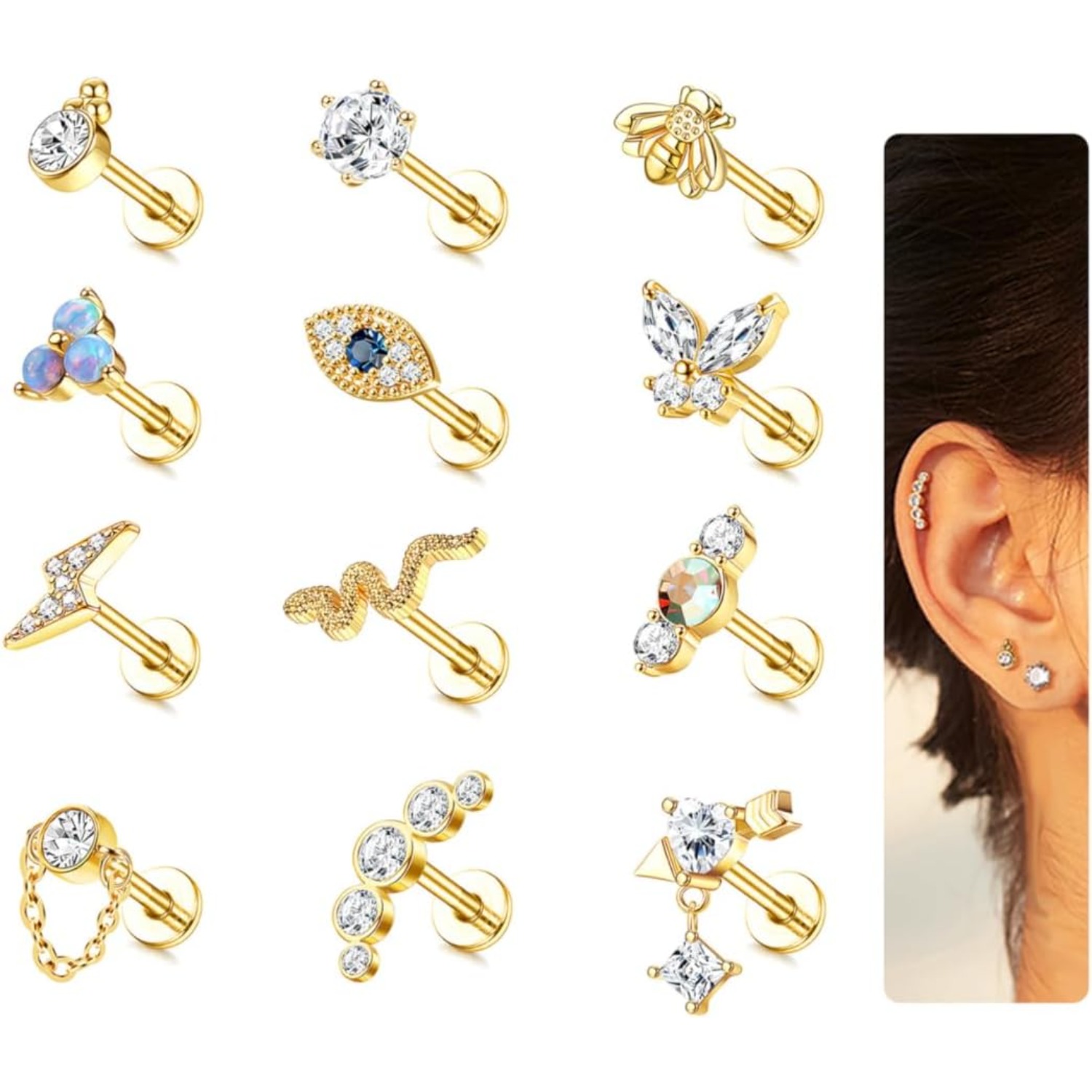 Anting-anting tulang rawan Bob - Tragus Flat Back ulasan dan harga