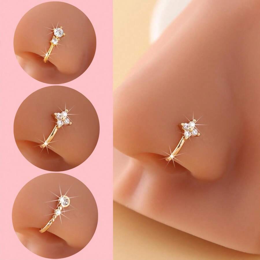 3 buah cincin hidung model kli - Body Jewelry Nose Ring ulasan dan harga