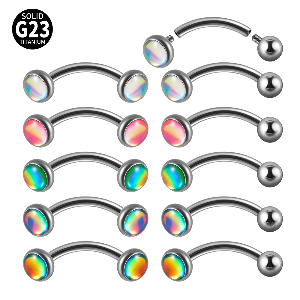 1 Buah G23 TItanium 16G Cincin - Rook Curved Barbell ulasan dan harga