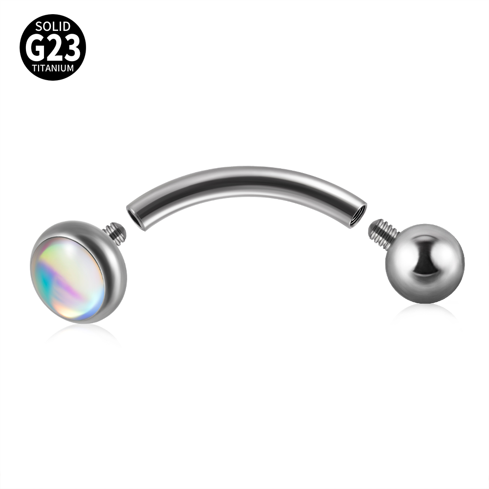 1 Buah G23 TItanium 16G Cincin - Rook Curved Barbell ulasan dan harga