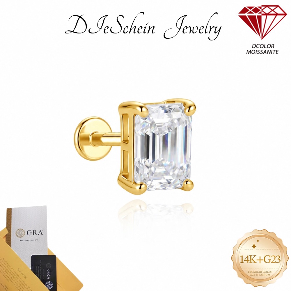 Anting Moissanite DIeSchein 14 - Tragus Flat Back ulasan dan harga