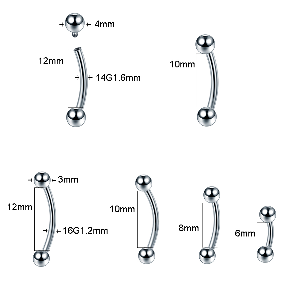 10 Buah/Lot G23 Cincin Tindik  - Rook Curved Barbell ulasan dan harga