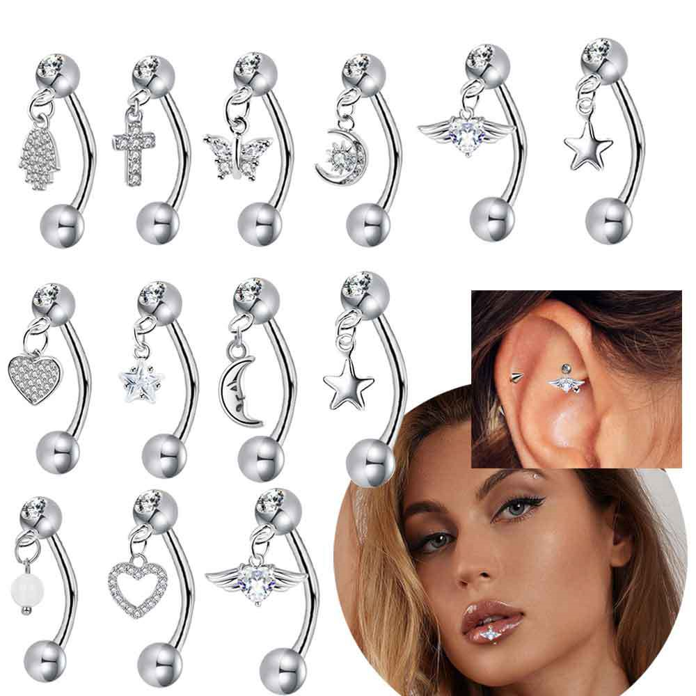 1 Buah Perhiasan Tindik Alis M - Rook Curved Barbell ulasan dan harga
