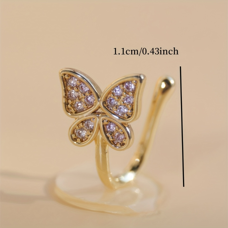 1 set klip hidung kupu-kupu zi - Body Jewelry Materials ulasan dan harga