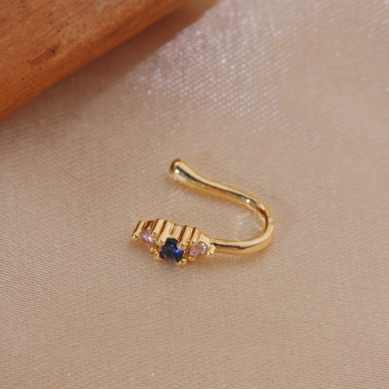 1 set klip hidung zircon biru  - Body Jewelry Materials ulasan dan harga