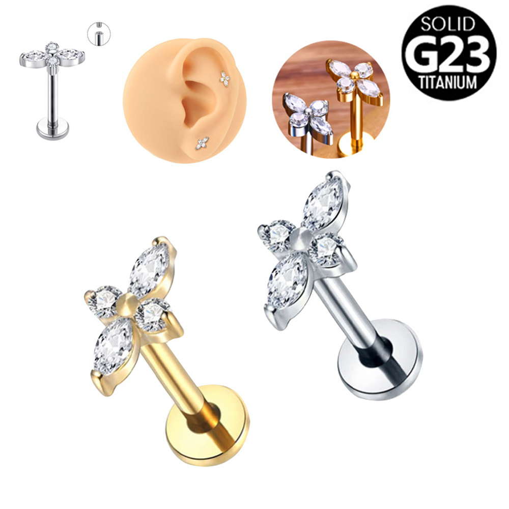 1PC Perhiasan Tindik Labret Ti - Tragus Flat Back ulasan dan harga