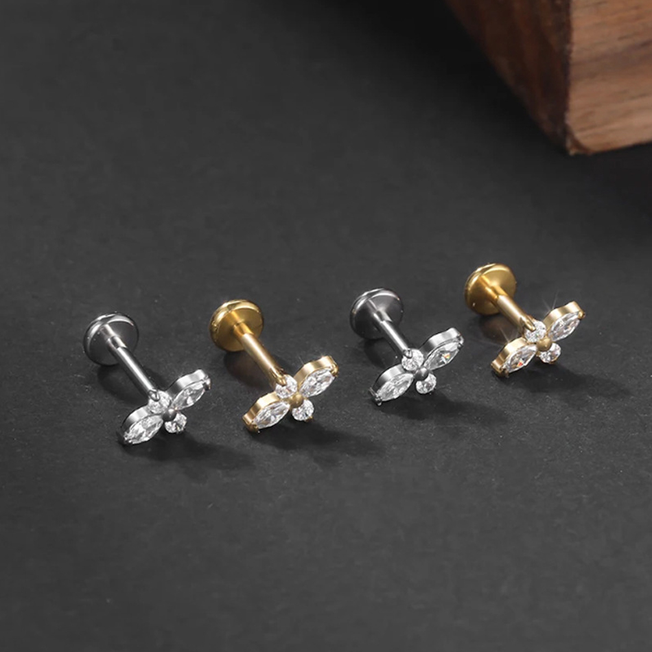 1PC Perhiasan Tindik Labret Ti - Tragus Flat Back ulasan dan harga