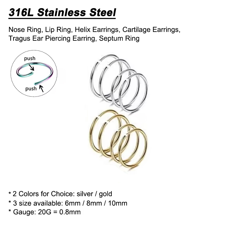 6pcs/lot Anting Hidung Hipoale - Body Jewelry Nose Ring ulasan dan harga