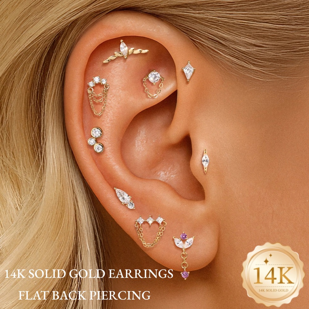 Anting-anting tindik emas murn - Tragus Flat Back ulasan dan harga