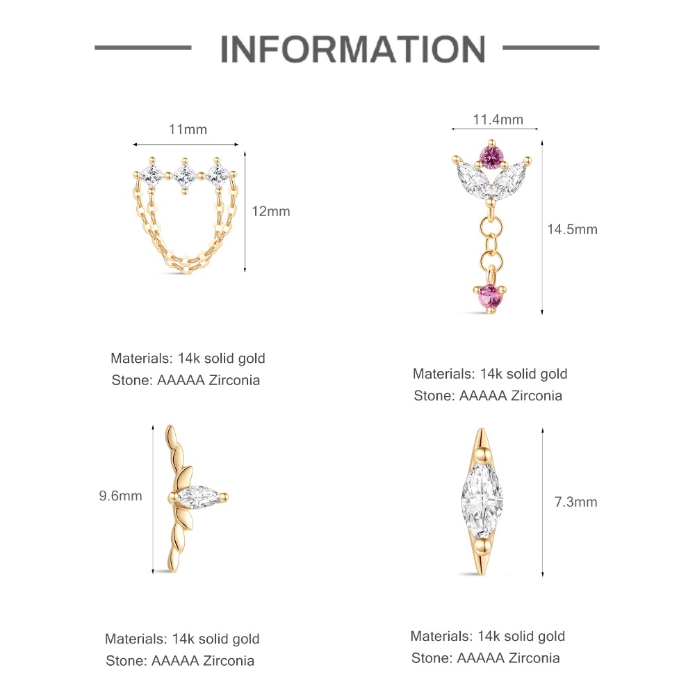 Anting-anting tindik emas murn - Tragus Flat Back ulasan dan harga