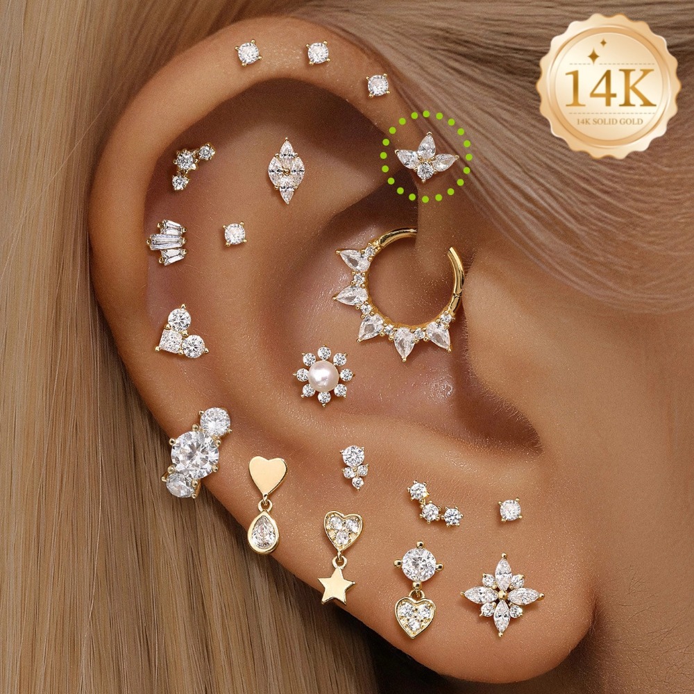 Anting Tusuk Emas Murni 14K de - Tragus Flat Back ulasan dan harga