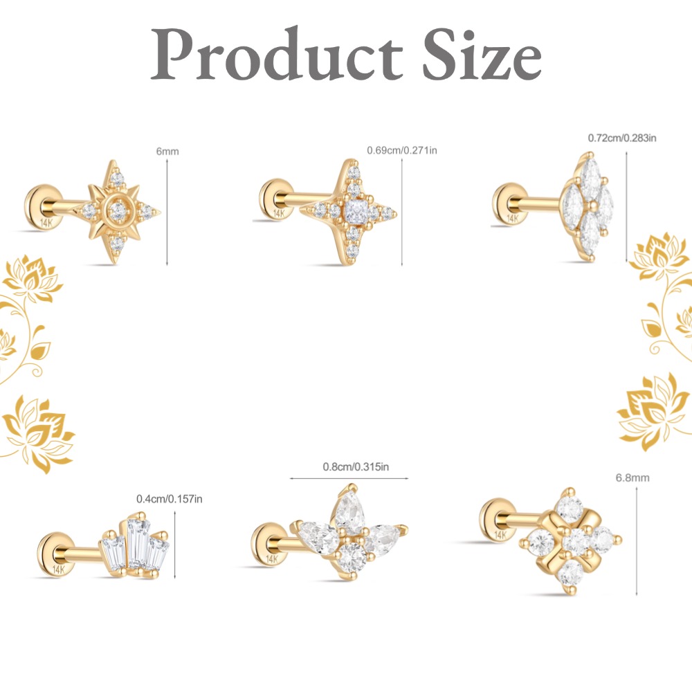 Anting Tusuk Emas Murni 14K de - Tragus Flat Back ulasan dan harga
