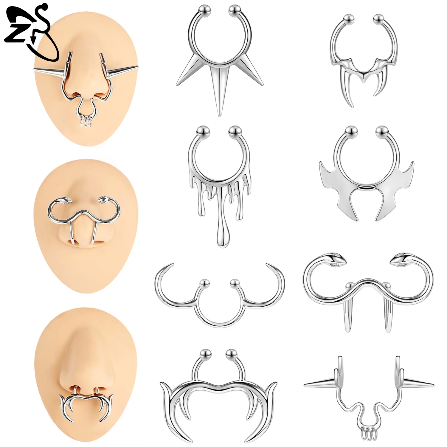 ZS 1 buah cincin Septum palsu  - Body Jewelry Nose Ring ulasan dan harga