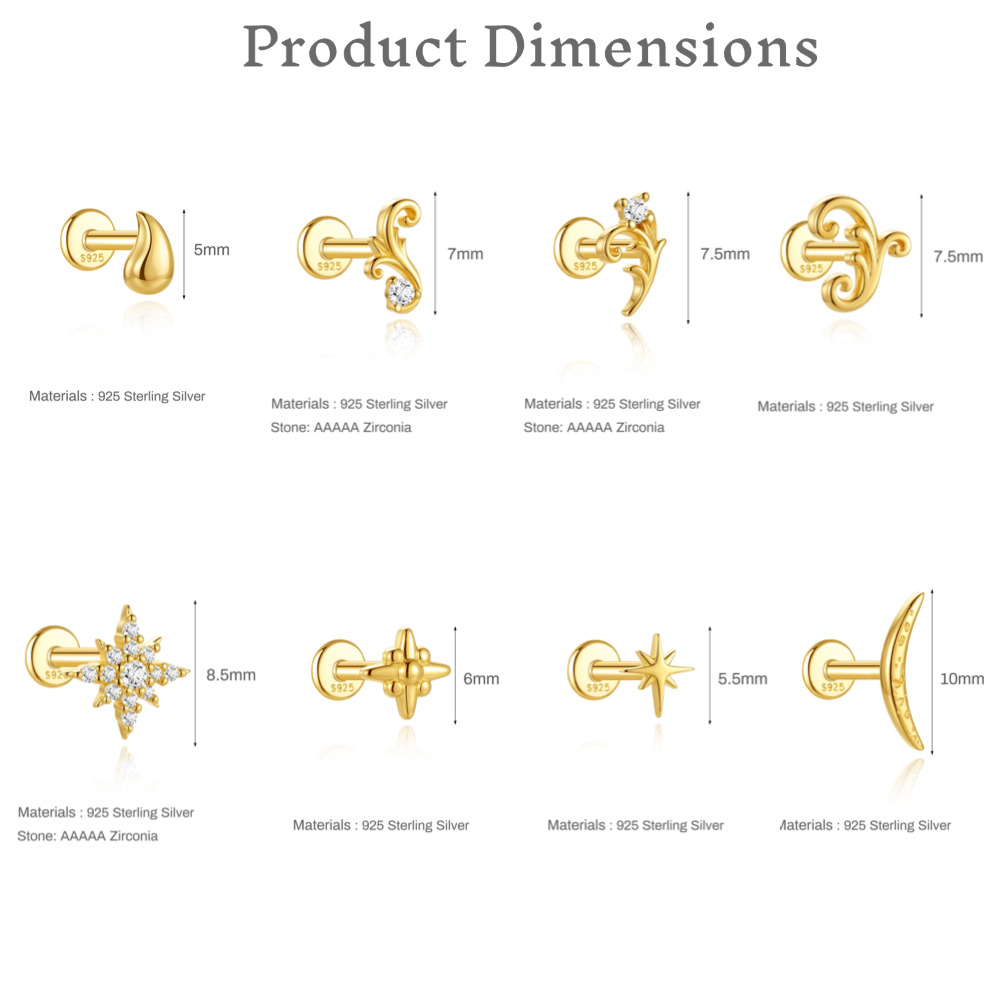 Anting-anting Helix Perak Ster - Tragus Flat Back ulasan dan harga