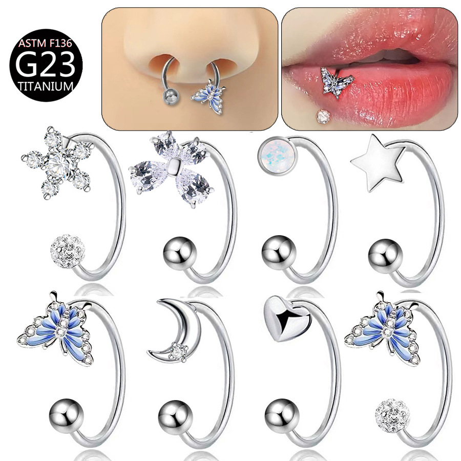 Anting-anting kupu-kupu titani - Body Jewelry Labret ulasan dan harga